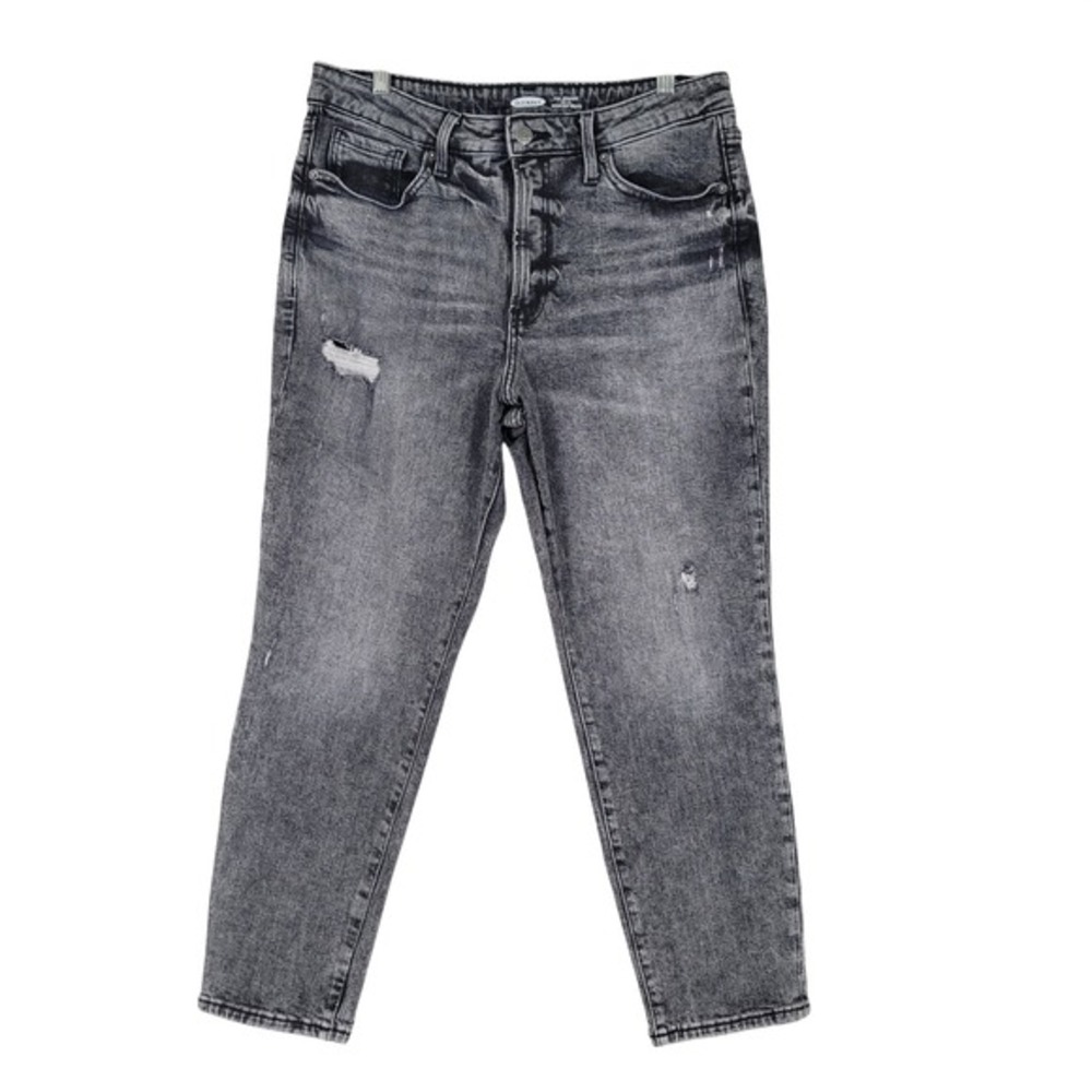 Old‎ Navy OG Straight High Rise Jeans Womens 12 Grey Acid Wash Secret Slim